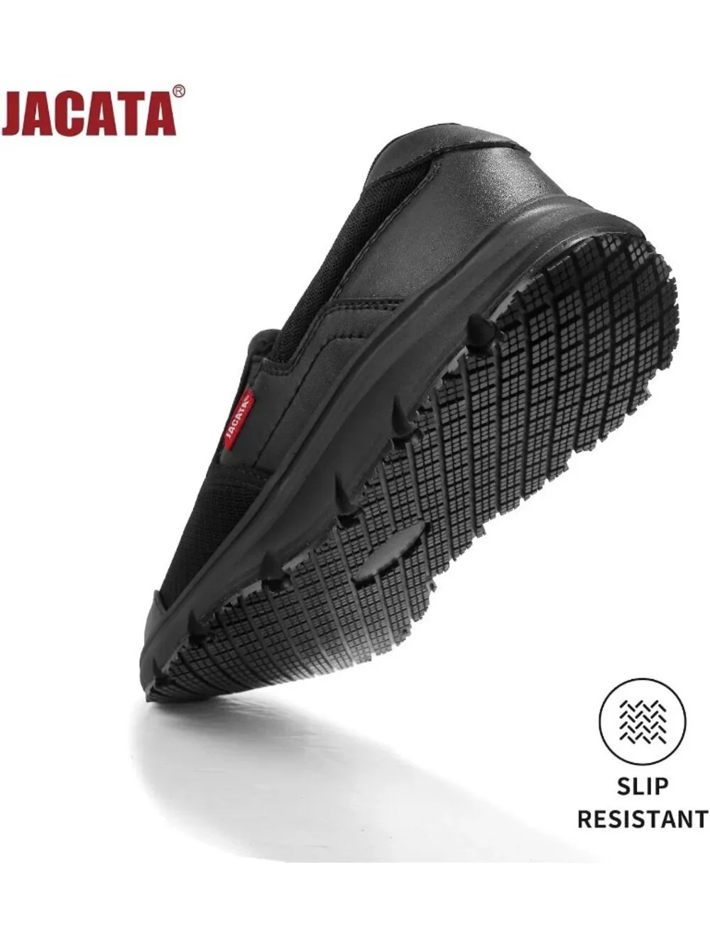 Jacata Men's Black Mesh Faux Leather Slip On Water Resistant Non Slip Sneakers